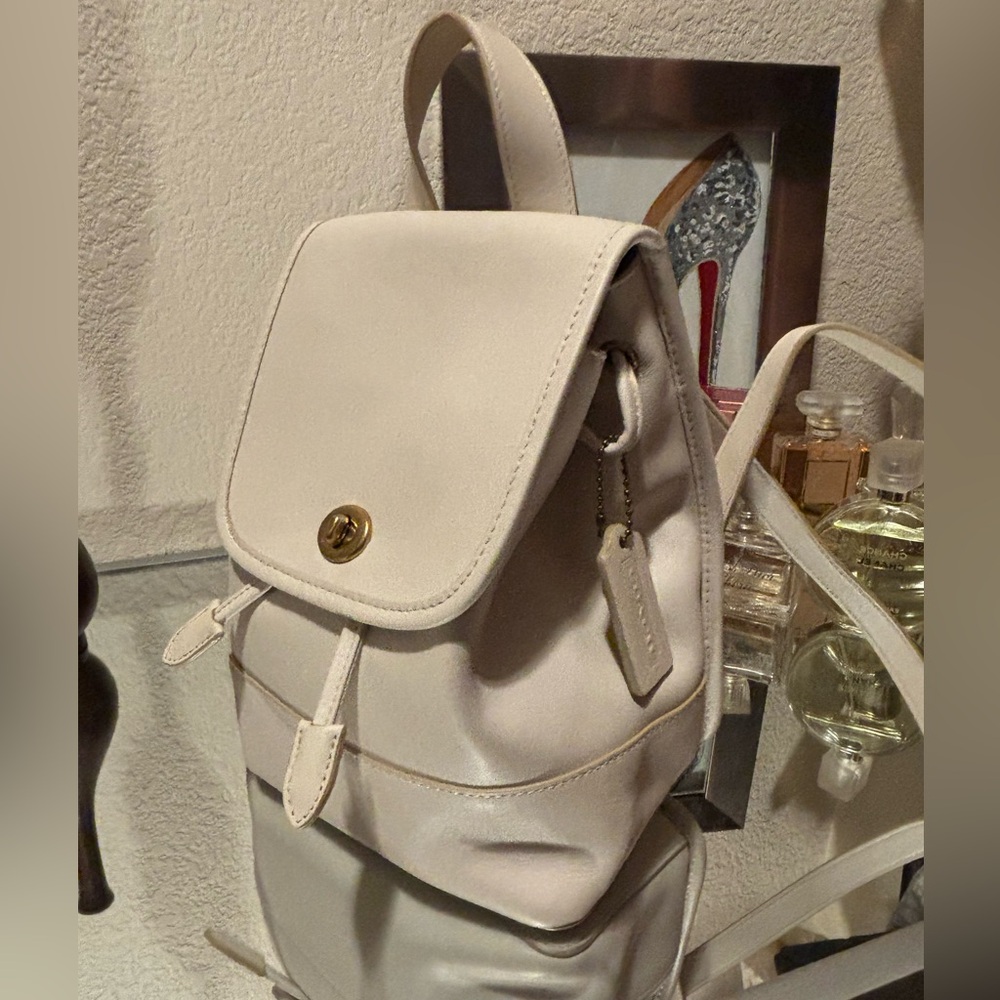 Coach Cream mini Backpack with Gold Accents